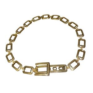 VTG Designer COUTURE signed T gold plate metal belt with big rectangular links